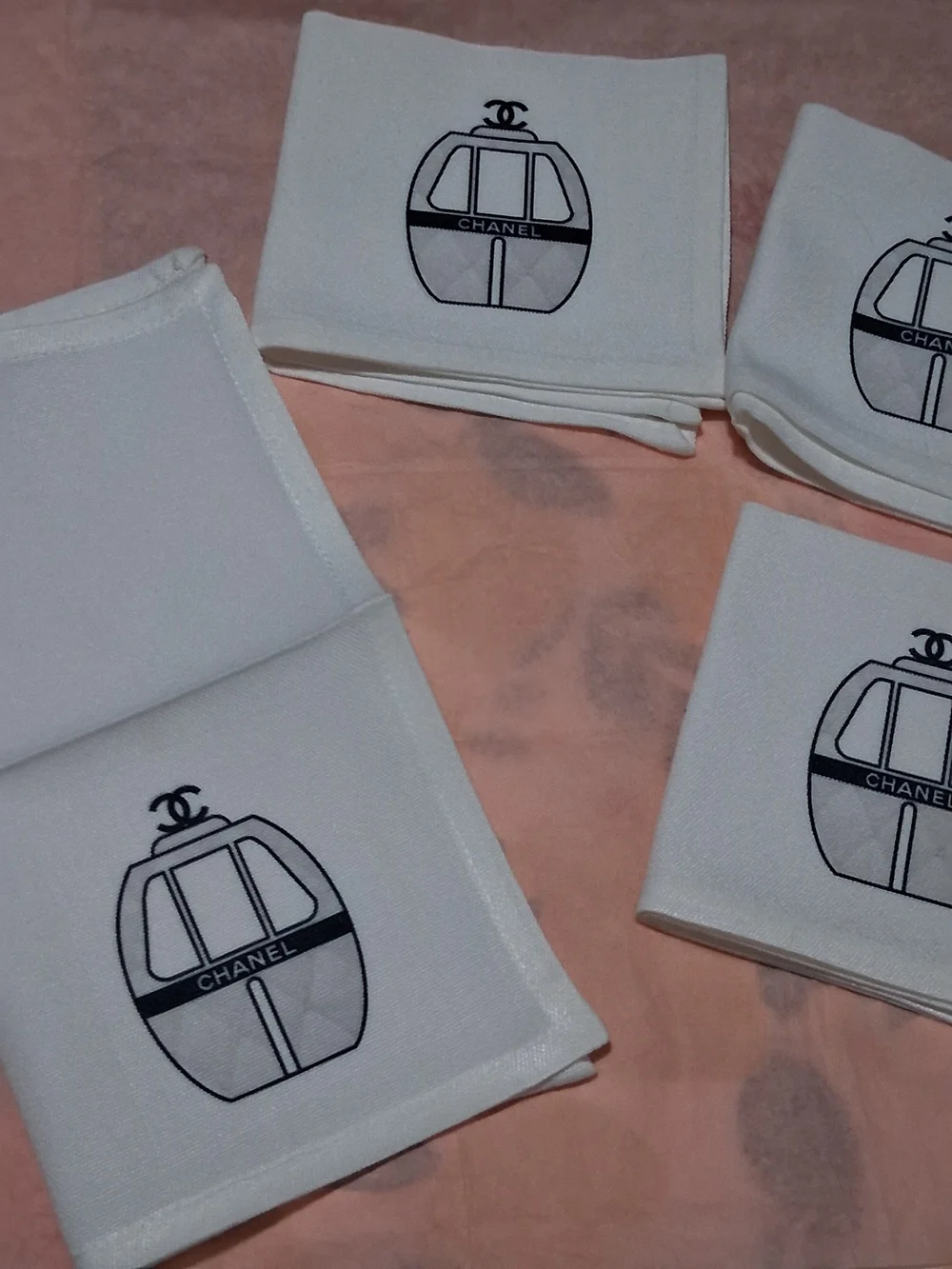 Chanel VIP/GWP  White Cocktail Napkins with Black Logo (Set Of 4)